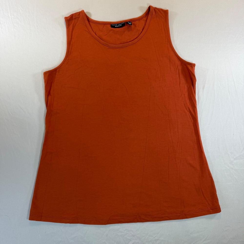 Susan Graver Weekend Rust Orange Cotton Modal Tank Top Medium Minimalist Basic